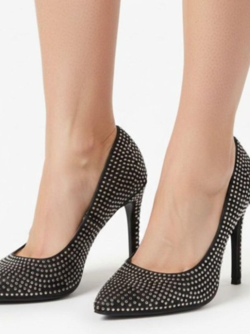 Maripe Rhinestone Studded Black Heels 7.5
